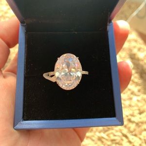 Halo Oval cut White Sapphire Engagement Ring